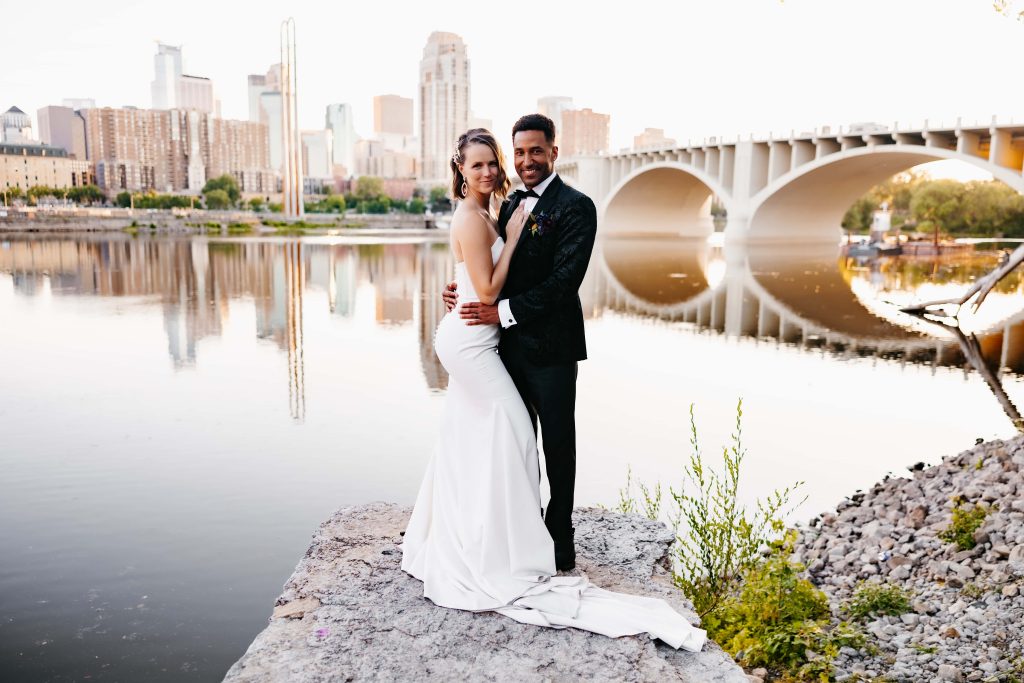 Couple smiles at their Minnesota wedding photographer